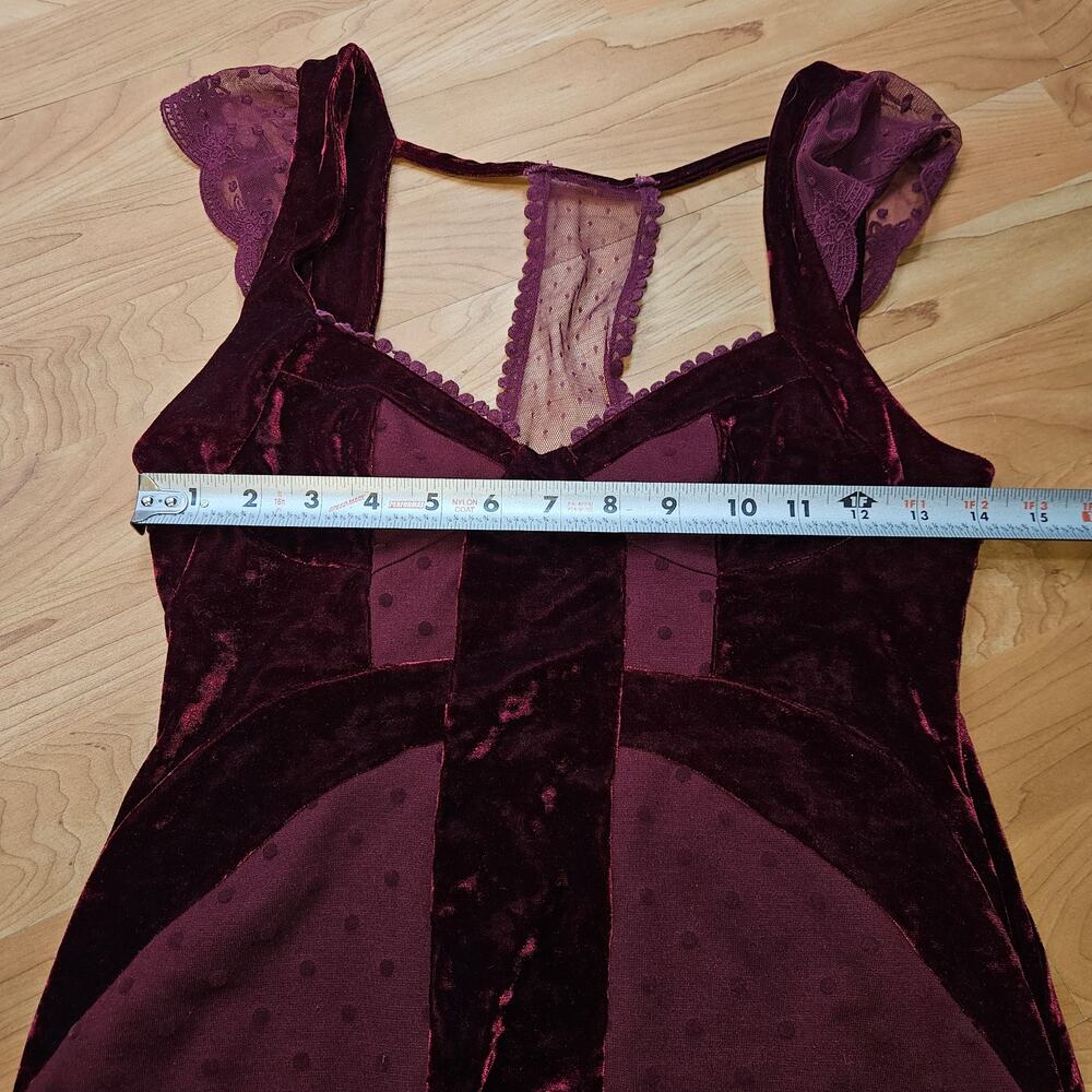 Free People Madeline Polka Dot Velvet Dress Whimsigoth Feminine Size Small - Picture 8 of 10